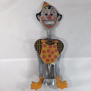 Carlo Gemelli Clown Corkscrew Wine Bottle Opener 50s Vintage Retro Italian Metal
